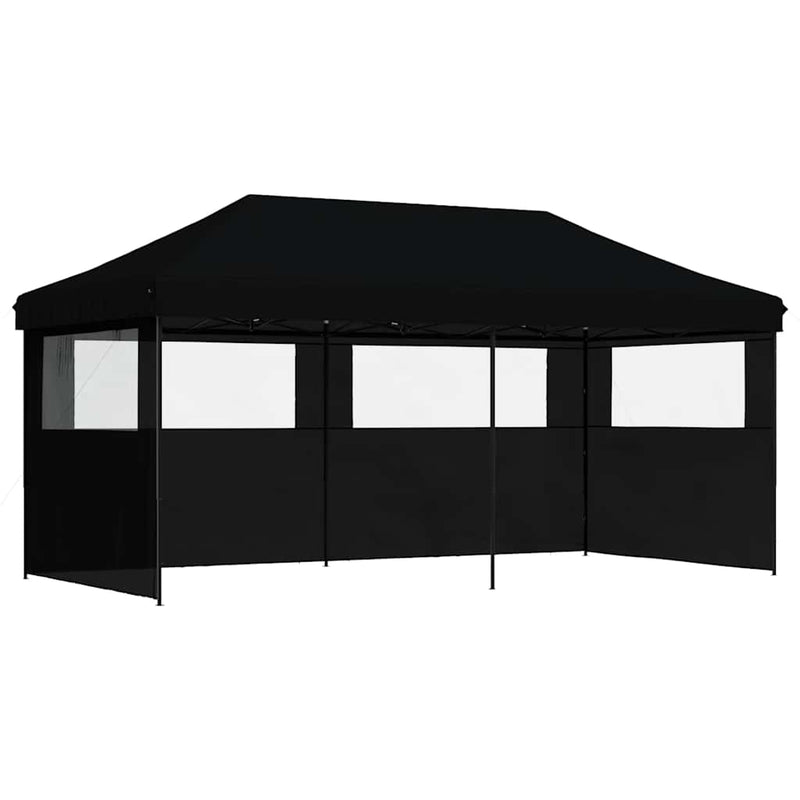 Load image into Gallery viewer, Vidaxl partytent inklapbaar pop-up met 3 zijwanden zwart
