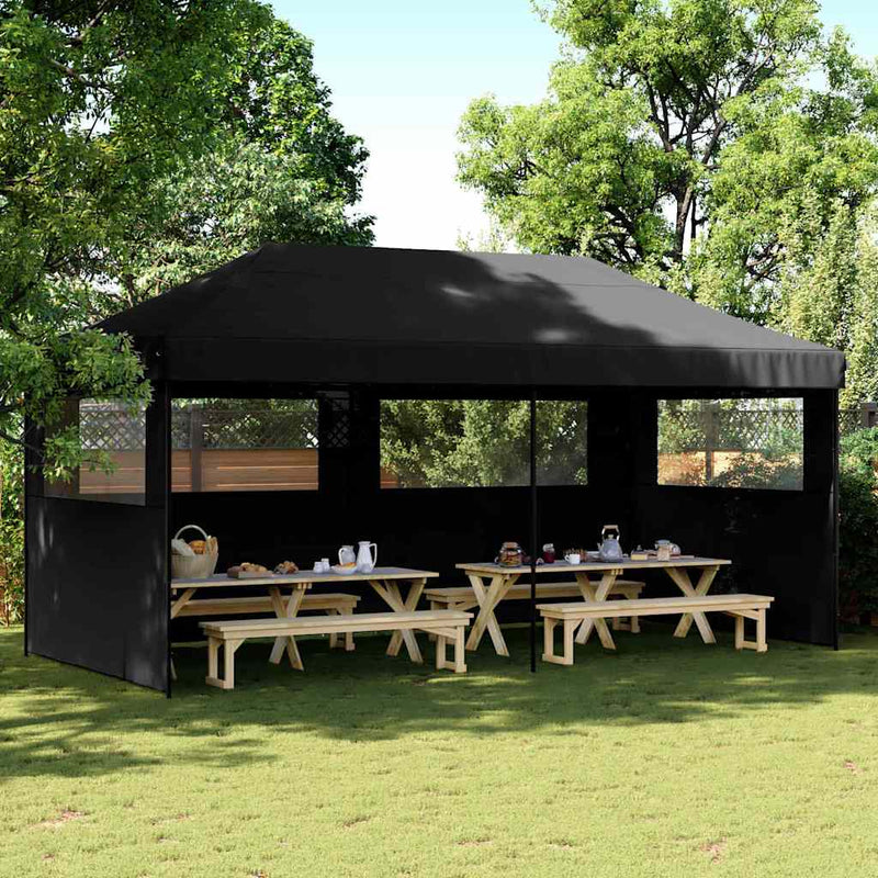 Load image into Gallery viewer, Vidaxl partytent inklapbaar pop-up met 3 zijwanden zwart
