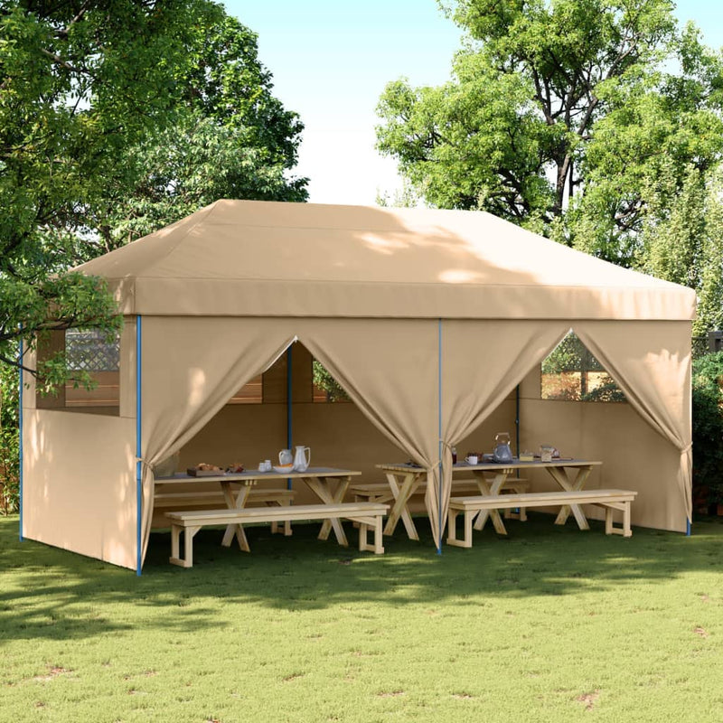 Load image into Gallery viewer, VidaXL Partytent inklapbaar pop-up met 4 zijwanden beige
