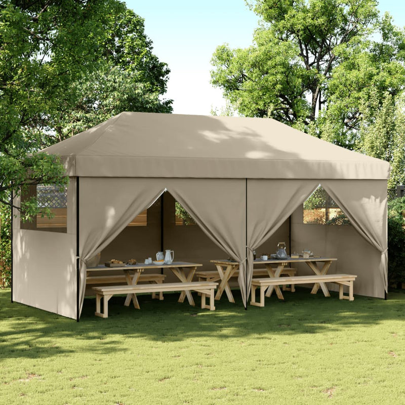Load image into Gallery viewer, VidaXL Partytent inklapbaar pop-up met 4 zijwanden taupe
