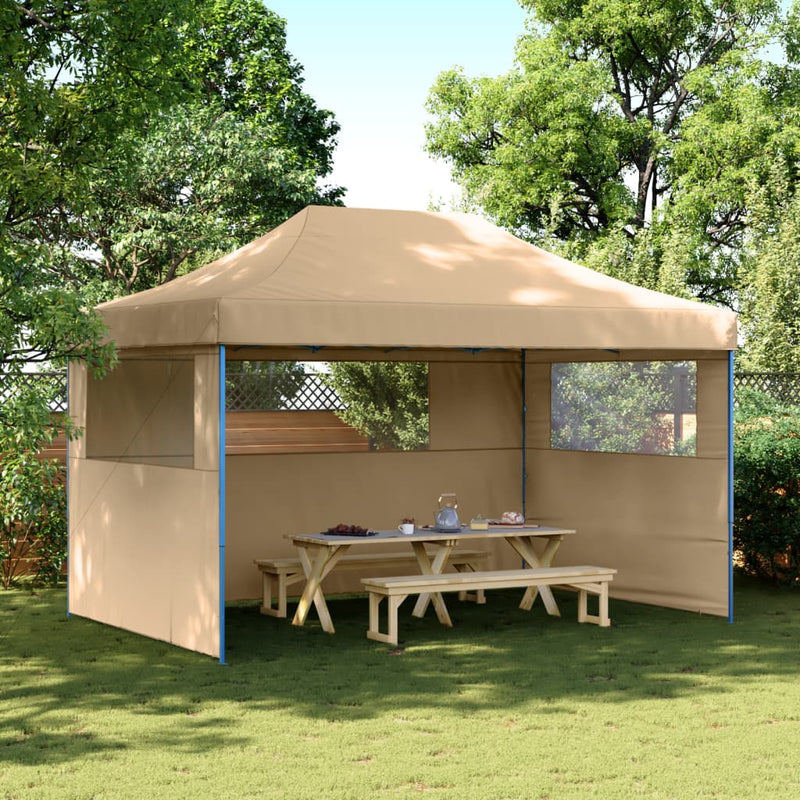 Load image into Gallery viewer, Vidaxl partytent inklapbaar pop-up met 3 zijwanden beige
