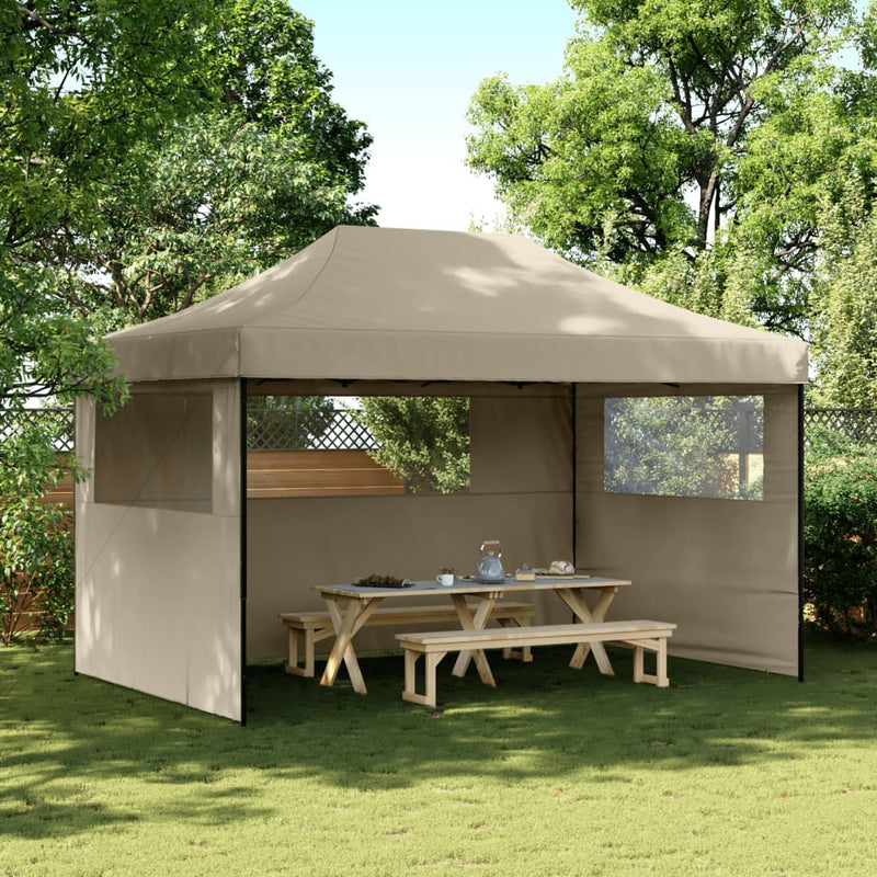 Load image into Gallery viewer, Vidaxl partytent inklapbaar pop-up met 3 zijwanden taupe
