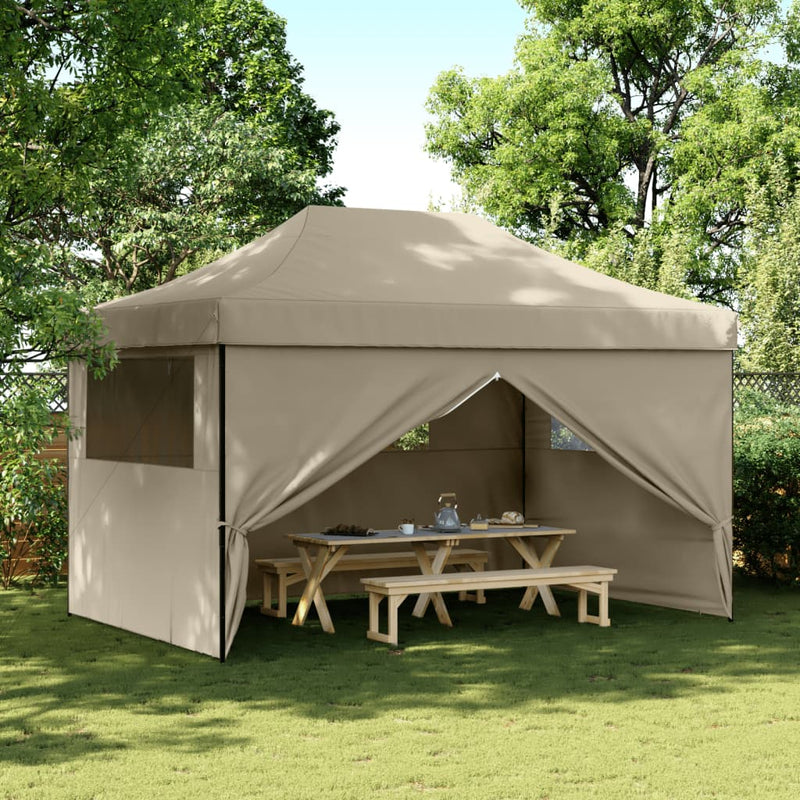 Load image into Gallery viewer, Vidaxl partytent inklapbaar pop-up met 4 zijwanden taupe
