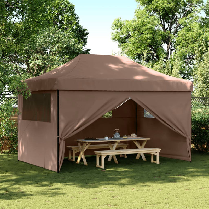 Load image into Gallery viewer, Vidaxl partytent inklapbaar pop-up met 4 zijwanden bruin
