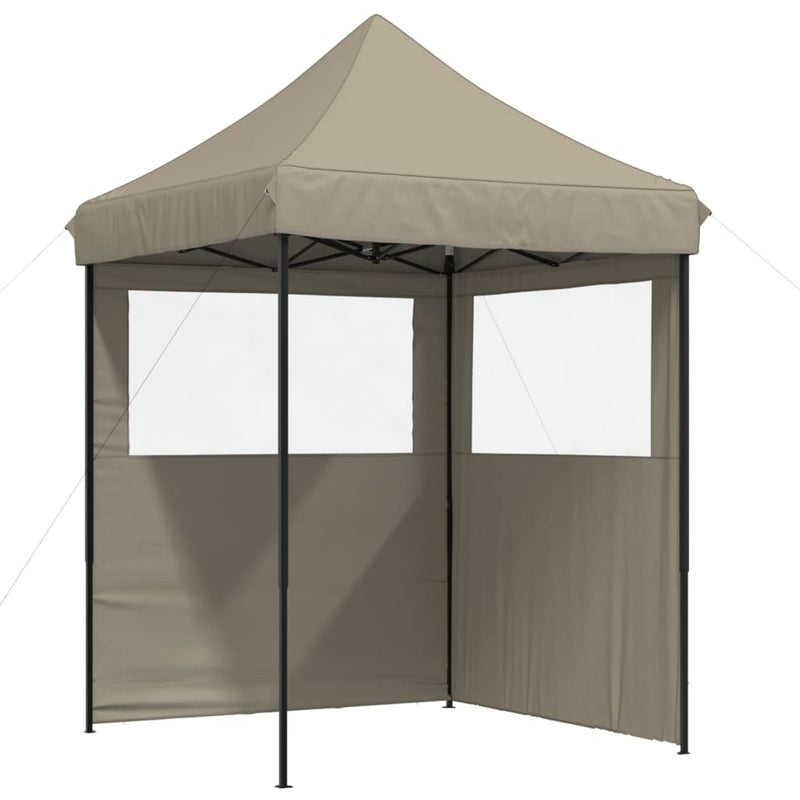 Cargue la imagen en el visor de la galería, Vidaxl partytent inklapbaar pop-up met 2 zijwanden taupe
