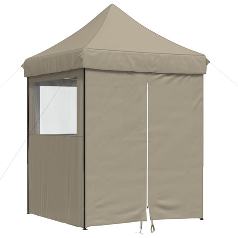 VidaXL Partytent inklapbaar pop-up met 4 zijwanden taupe