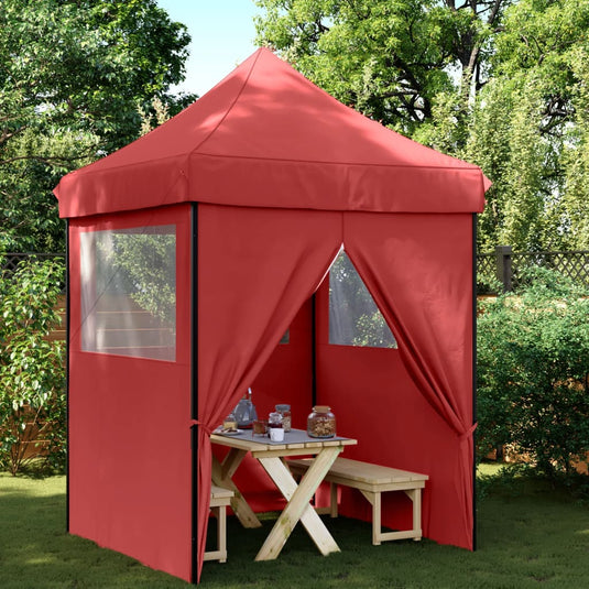 VidaXL Partytent inklapbaar pop-up met 4 zijwanden bordeauxrood