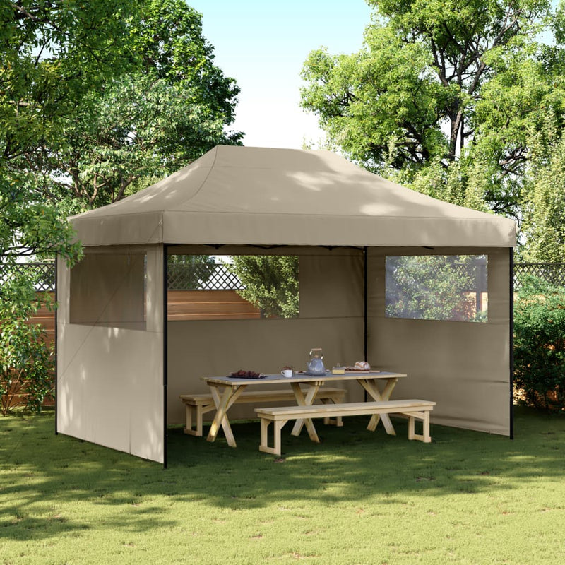 Load image into Gallery viewer, Vidaxl partytent inklapbaar pop-up met 3 zijwanden taupe
