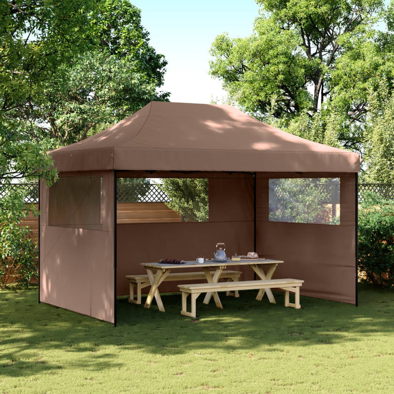 Load image into Gallery viewer, Vidaxl partytent inklapbaar pop-up met 3 zijwanden bruin
