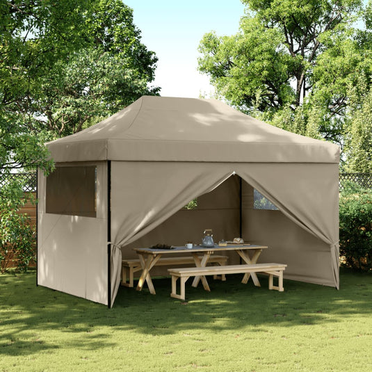 Vidaxl partytent inklapbaar pop-up met 4 zijwanden taupe