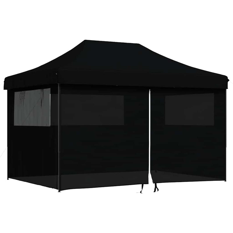Afbeelding laden in galerijviewer, Vidaxl partytent inklapbaar pop-up met 4 zijwanden zwart
