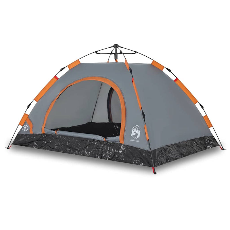 Load image into Gallery viewer, Vidaxl tent 4-persoons snelontgrendeling grijs en oranje
