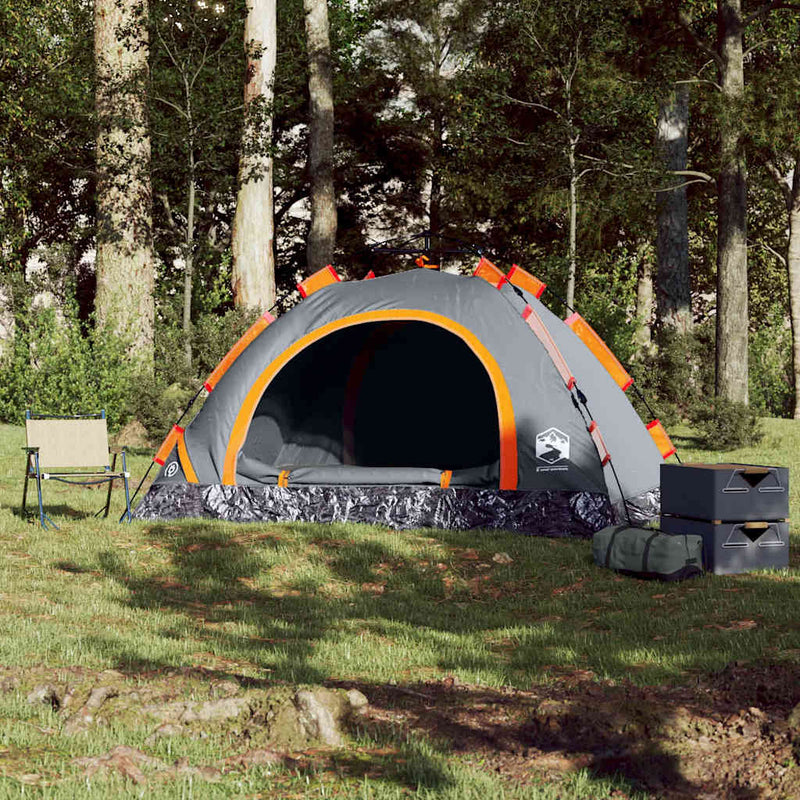 Load image into Gallery viewer, Vidaxl tent 4-persoons snelontgrendeling grijs en oranje
