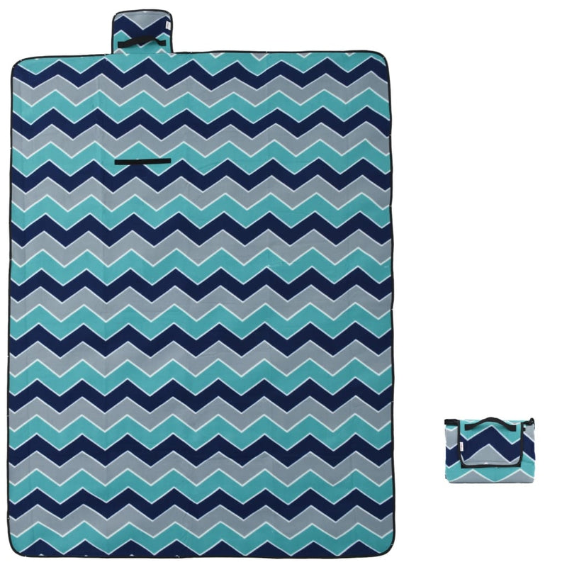 Load image into Gallery viewer, Vidaxl picknickkleed opvouwbaar golven 200x150 cm fluweel blauw
