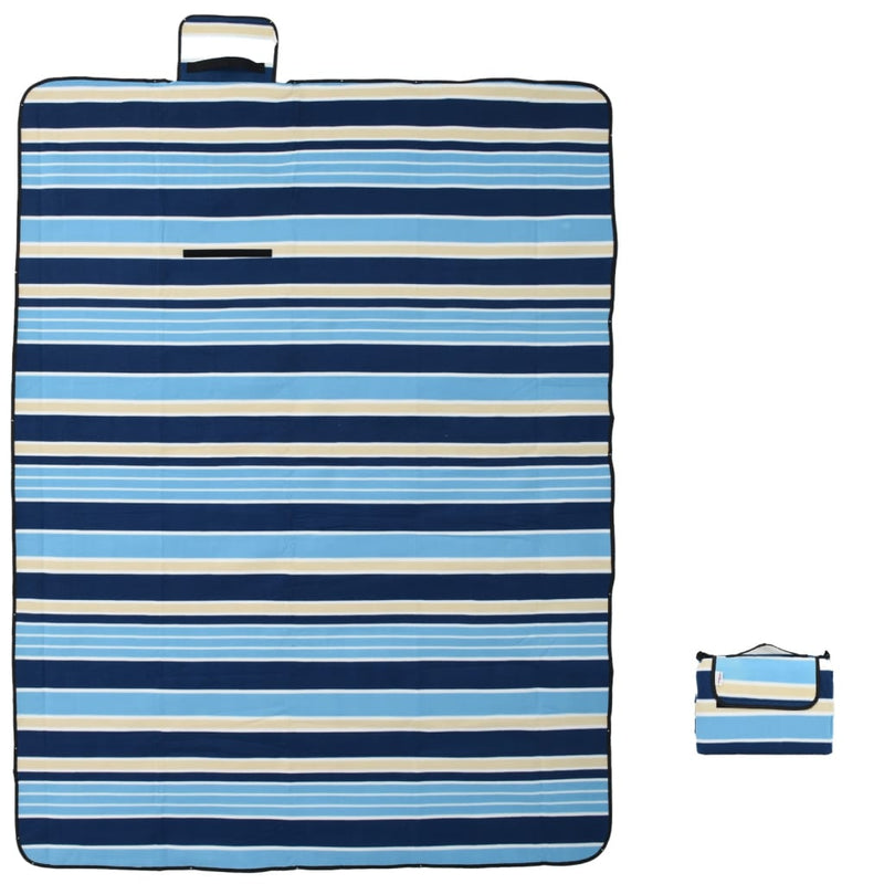 Load image into Gallery viewer, Vidaxl picknickkleed opvouwbaar gestreept 200x150 cm fluweel blauw wit
