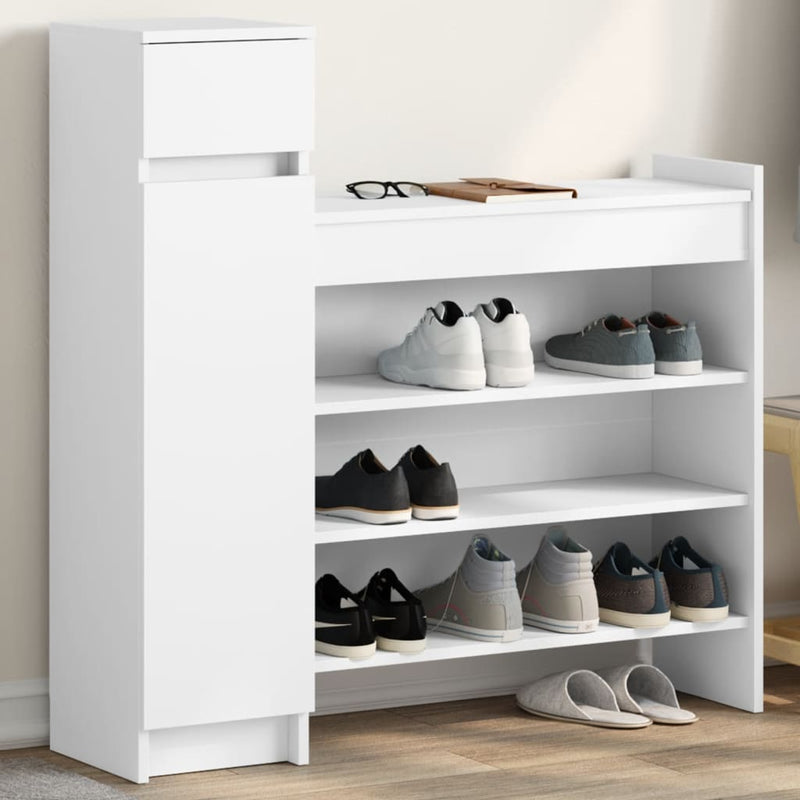 Load image into Gallery viewer, Vidaxl schoenenkast 100,5x28x100 cm bewerkt hout wit
