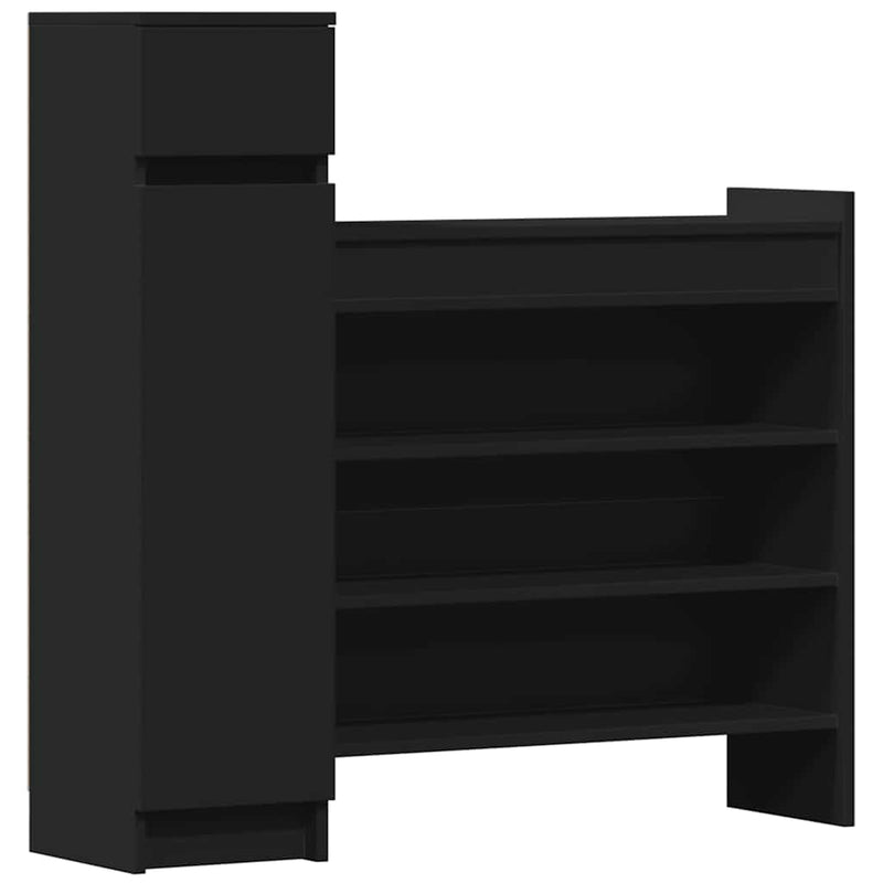 Load image into Gallery viewer, Vidaxl schoenenkast 100,5x28x100 cm bewerkt hout zwart
