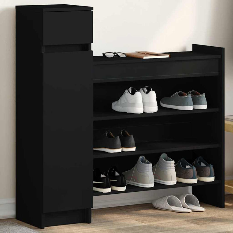 Load image into Gallery viewer, Vidaxl schoenenkast 100,5x28x100 cm bewerkt hout zwart
