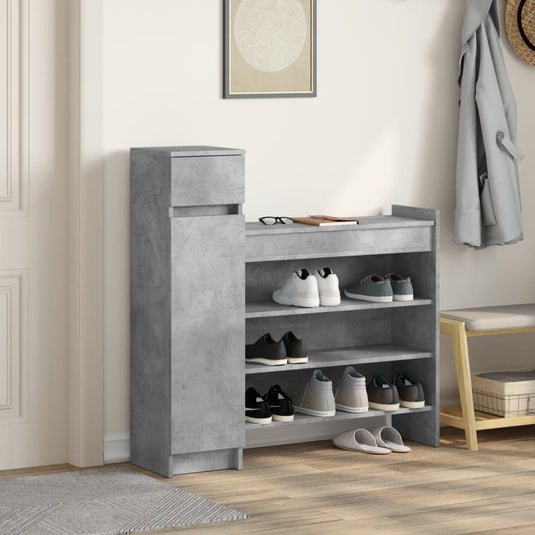 Vidaxl schoenenkast 100,5x28x100 cm bewerkt hout betongrijs