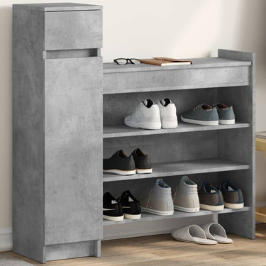 Vidaxl schoenenkast 100,5x28x100 cm bewerkt hout betongrijs