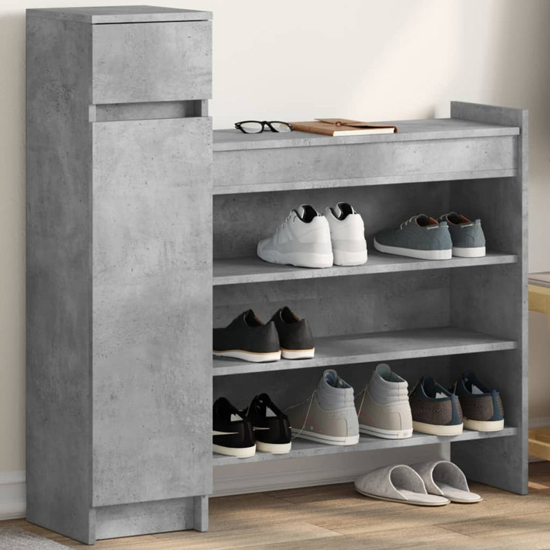 Afbeelding laden in galerijviewer, Vidaxl schoenenkast 100,5x28x100 cm bewerkt hout betongrijs
