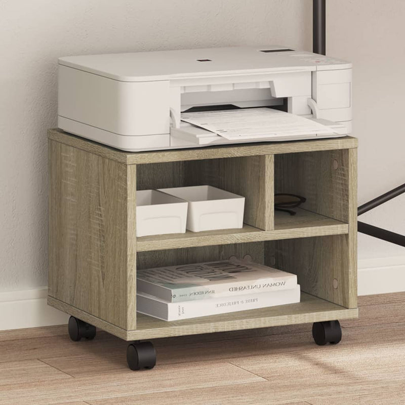 Cargue la imagen en el visor de la galería, Vidaxl printerkastje met wielen 41x32x34,5 cm sonoma eikenkleurig
