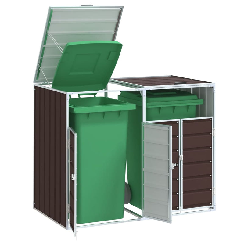 Load image into Gallery viewer, Vidaxl containerberging voor 2 containers 144x81x113 cm staal bruin
