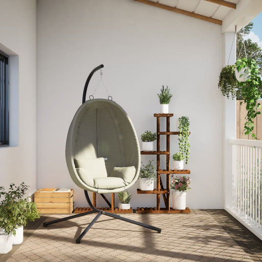 Vidaxl hangstoel met standaard stof en staal beige