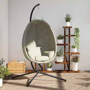Vidaxl hangstoel met standaard stof en staal beige