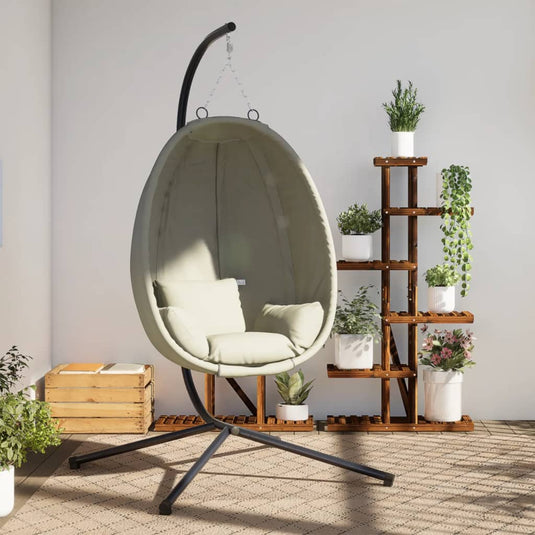 Vidaxl hangstoel met standaard stof en staal beige