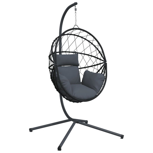 Vidaxl hangstoel met standaard rattan en staal antracietkleurig
