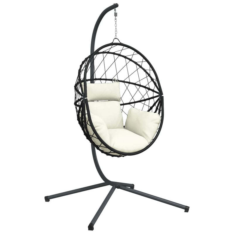 Load image into Gallery viewer, Vidaxl hangstoel met standaard rattan en staal beige
