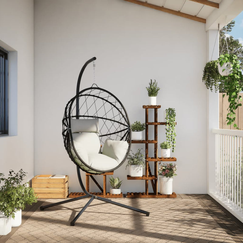 Load image into Gallery viewer, Vidaxl hangstoel met standaard rattan en staal beige
