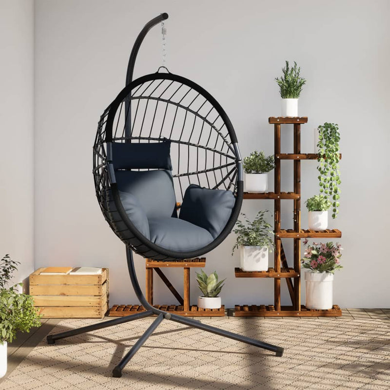 Load image into Gallery viewer, Vidaxl hangstoel met standaard rattan en staal antracietkleurig
