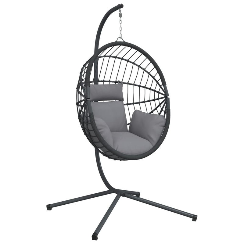 Load image into Gallery viewer, Vidaxl hangstoel met standaard rattan en staal grijs
