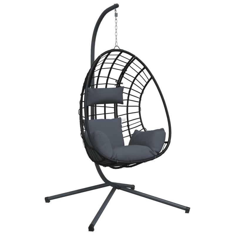 Load image into Gallery viewer, Vidaxl hangstoel met standaard rattan en staal antracietkleurig
