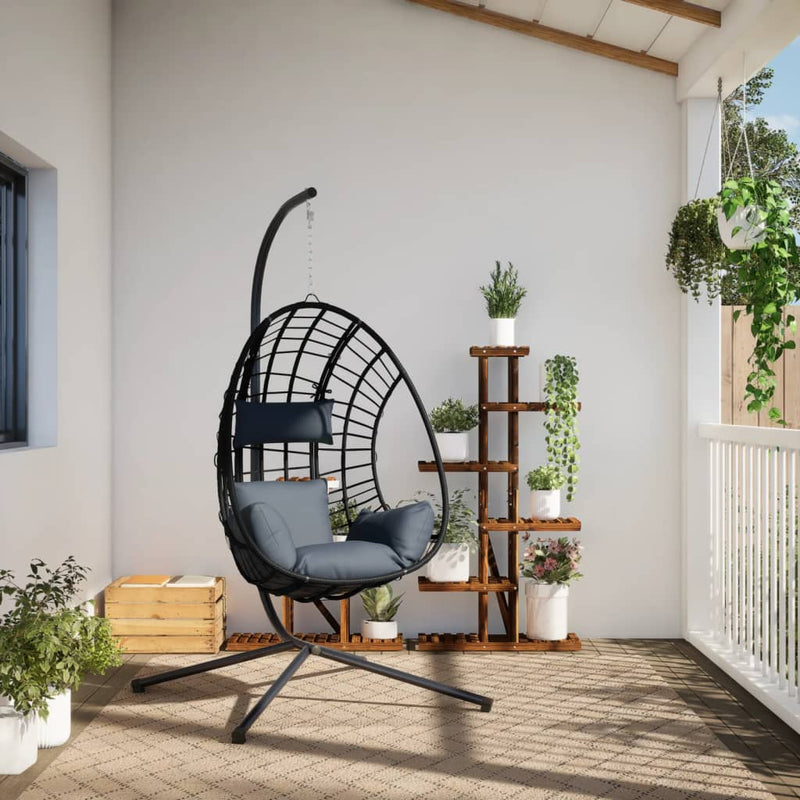 Load image into Gallery viewer, Vidaxl hangstoel met standaard rattan en staal antracietkleurig
