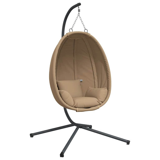 Vidaxl hangstoel met standaard rattan en staal taupe