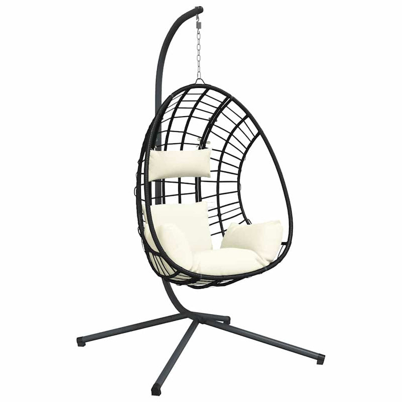 Afbeelding laden in galerijviewer, Vidaxl hangstoel met standaard rattan en staal beige
