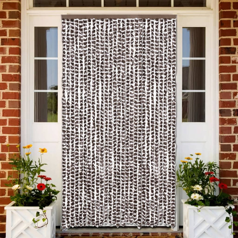 Load image into Gallery viewer, Vidaxl vliegengordijn 118x220 cm chenille bruin en wit

