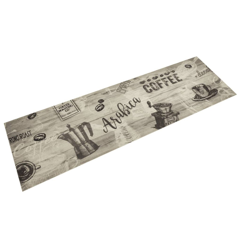 Load image into Gallery viewer, Vidaxl keukenmat wasbaar koffieprint 45x150 cm fluweel grijs
