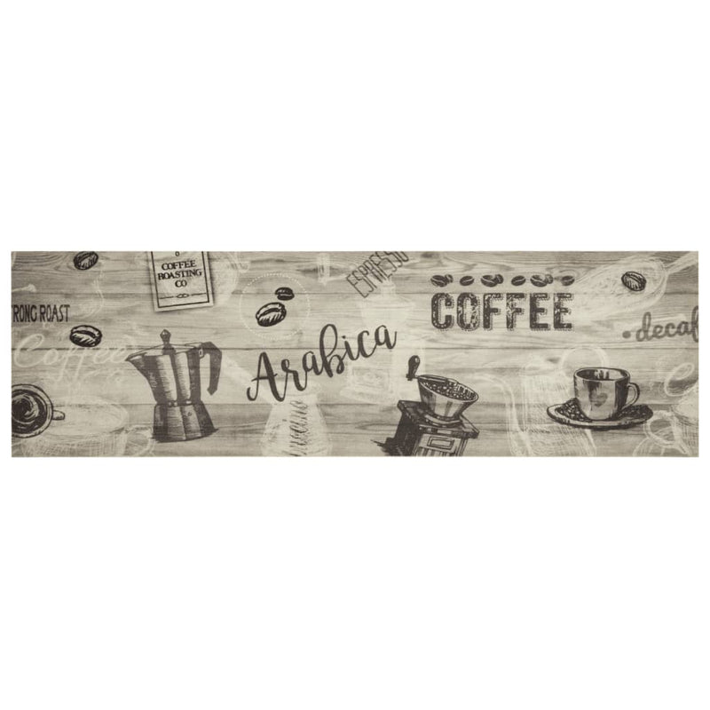 Load image into Gallery viewer, Vidaxl keukenmat wasbaar koffieprint 45x150 cm fluweel grijs
