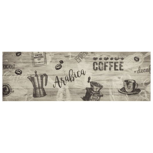 Vidaxl keukenmat wasbaar koffieprint 60x180 cm fluweel grijs