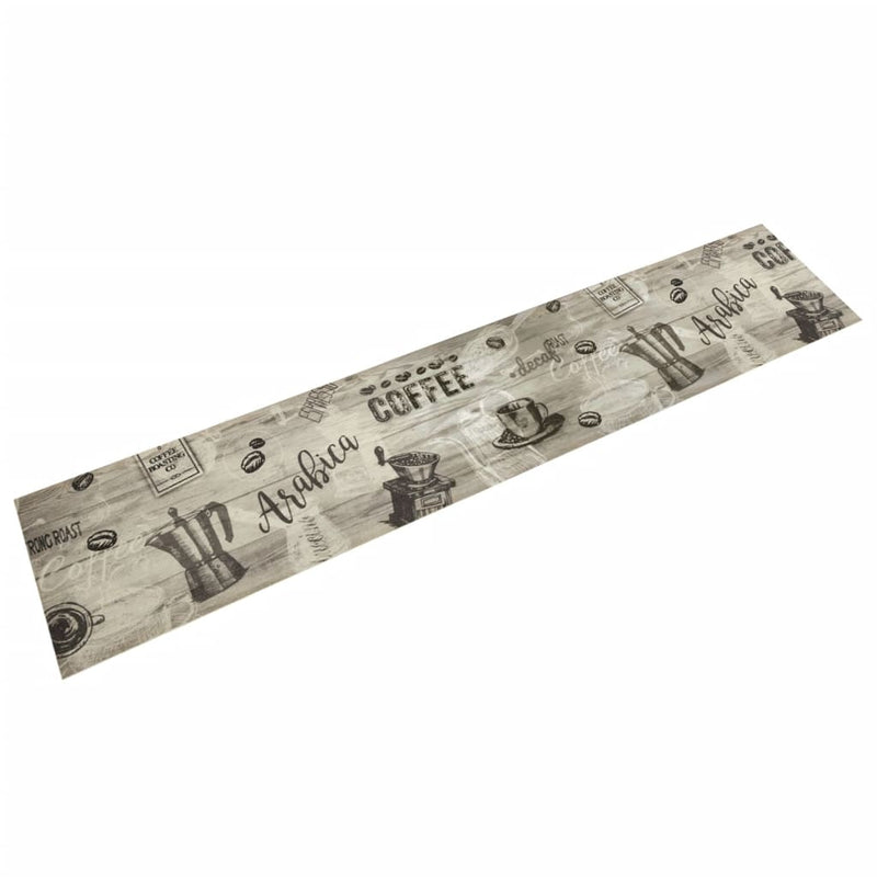 ギャラリービューアに画像をロードする, Vidaxl keukenmat wasbaar koffieprint 60x300 cm fluweel grijs
