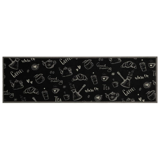 Vidaxl keukenmat wasbaar ochtendprint 45x150 cm fluweel zwart