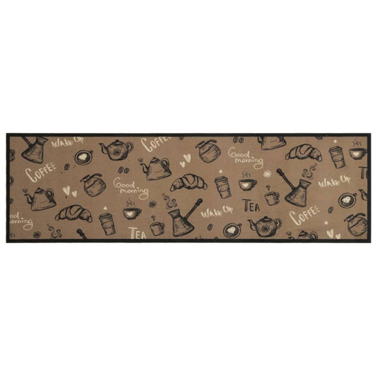 Vidaxl keukenmat wasbaar ochtendprint 45x150 cm fluweel bruin