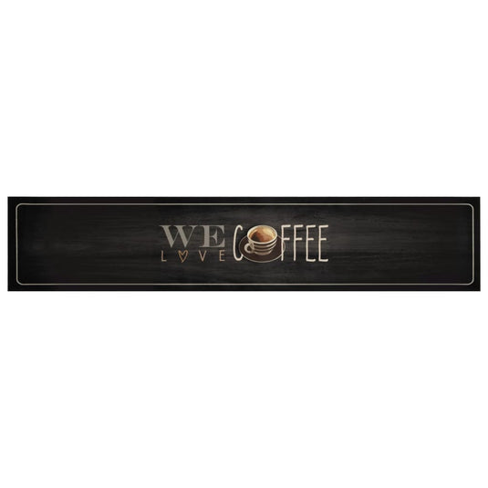 Vidaxl keukenmat wasbaar koffietekst 60x300 cm fluweel