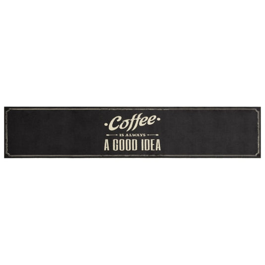 Vidaxl keukenmat wasbaar koffietekst 60x300 cm fluweel
