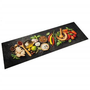 Vidaxl keukenmat wasbaar kruidenprint 60x180 cm fluweel
