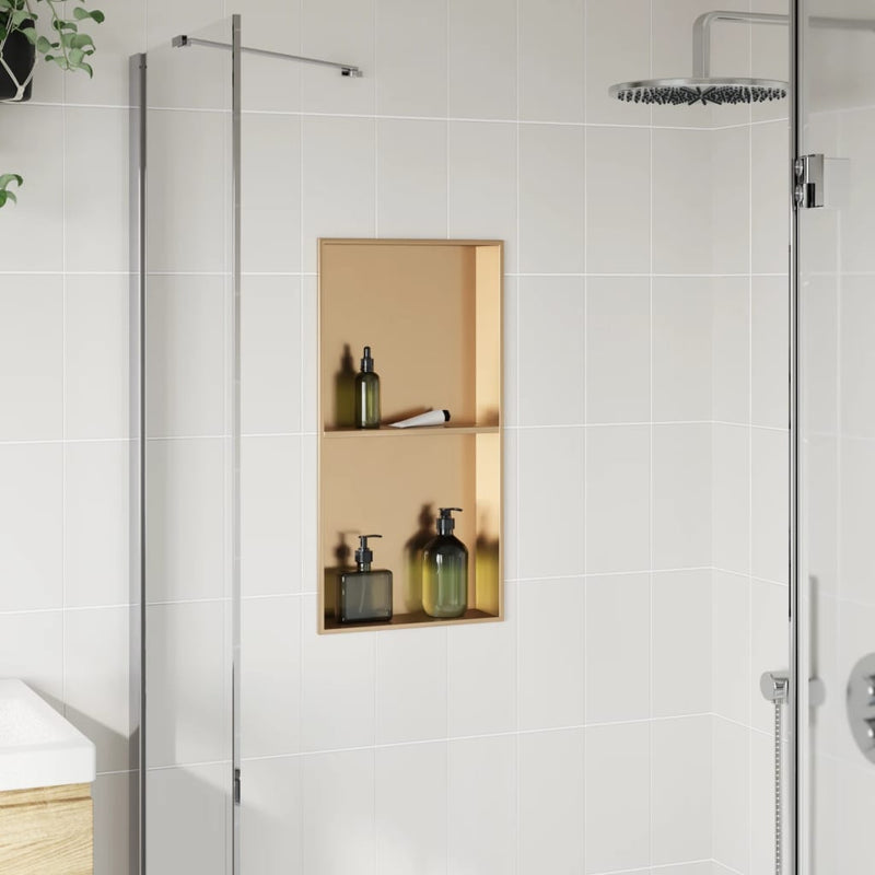 Load image into Gallery viewer, Vidaxl douchenis 32x62x9 cm roestvrijstaal geborsteld goudkleurig
